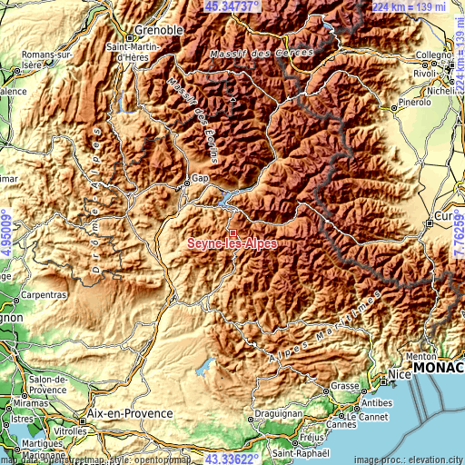 Topographic map of Seyne-les-Alpes