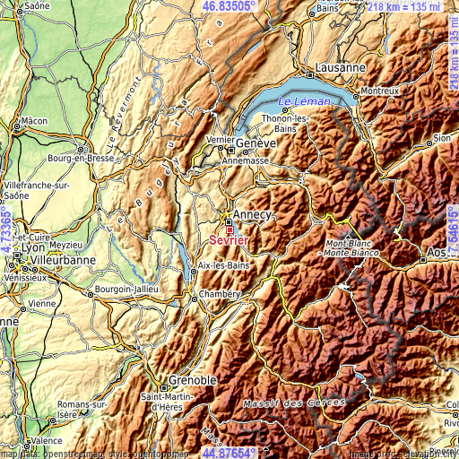 Topographic map of Sevrier