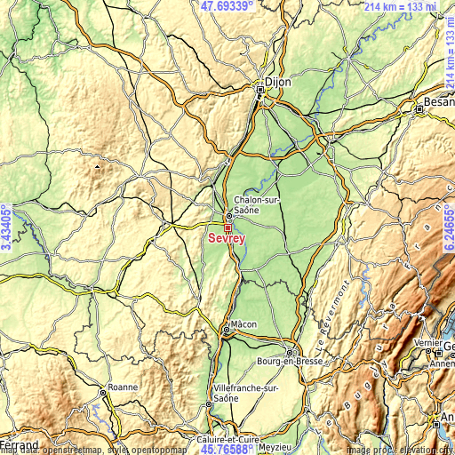 Topographic map of Sevrey