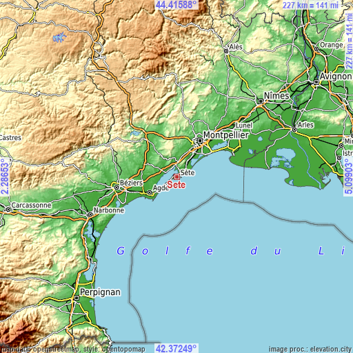 Topographic map of Sète
