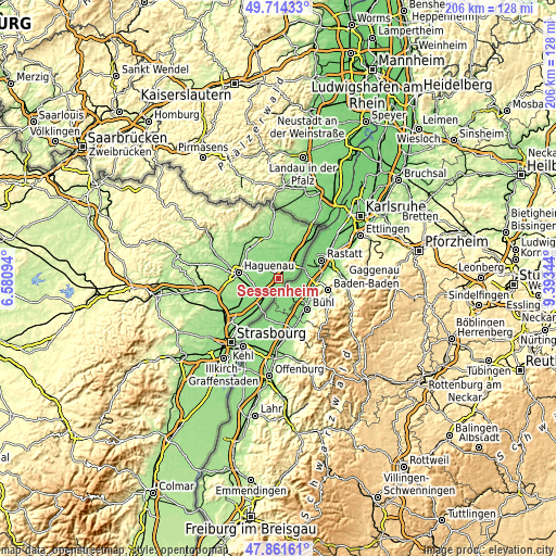 Topographic map of Sessenheim