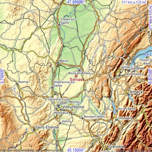 Topographic map of Servas