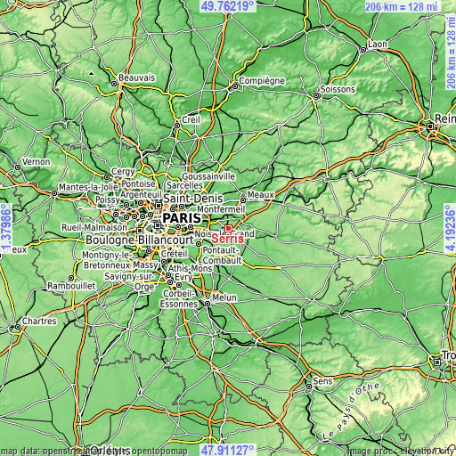 Topographic map of Serris