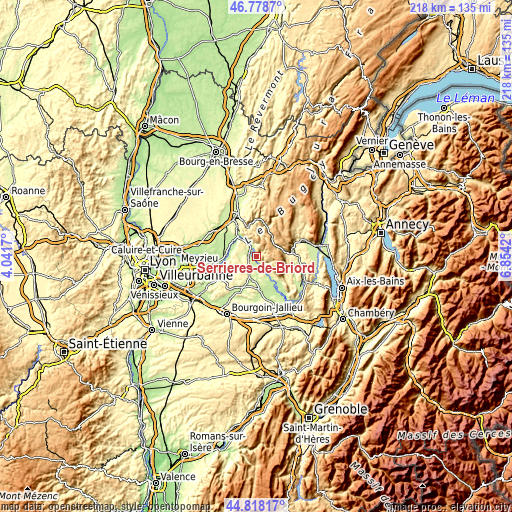 Topographic map of Serrières-de-Briord