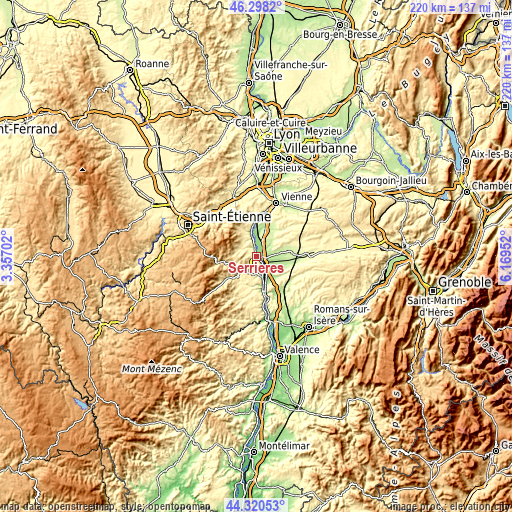 Topographic map of Serrières