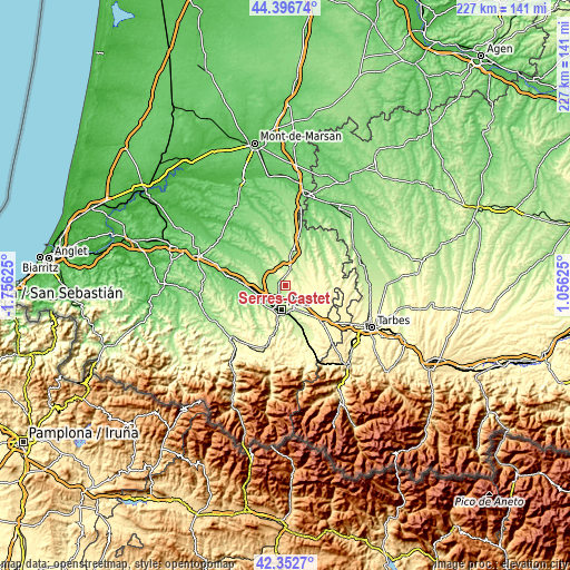 Topographic map of Serres-Castet