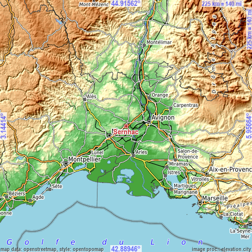 Topographic map of Sernhac