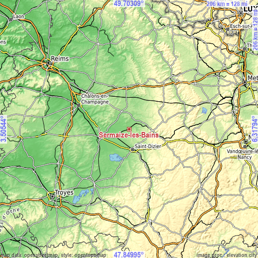 Topographic map of Sermaize-les-Bains