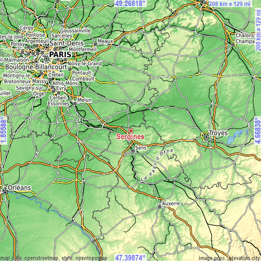 Topographic map of Sergines