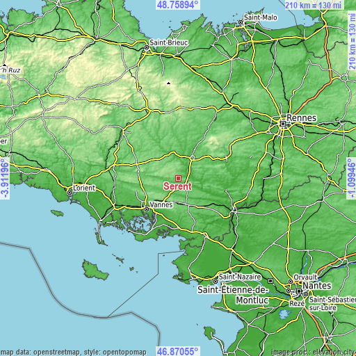 Topographic map of Sérent