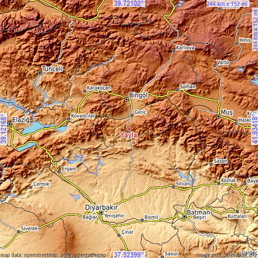 Topographic map of Yayla