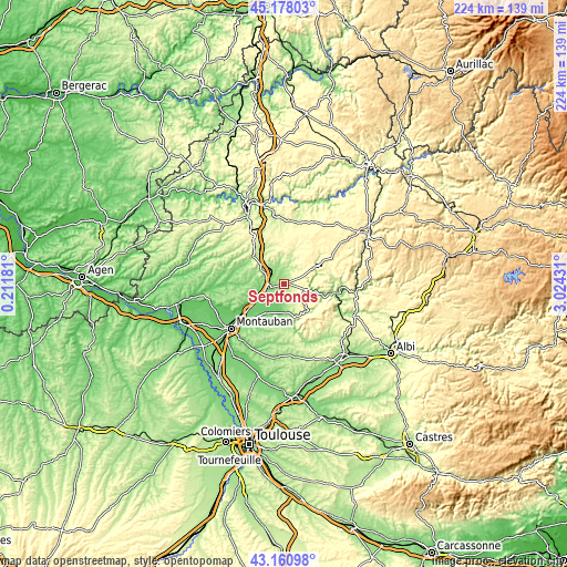 Topographic map of Septfonds