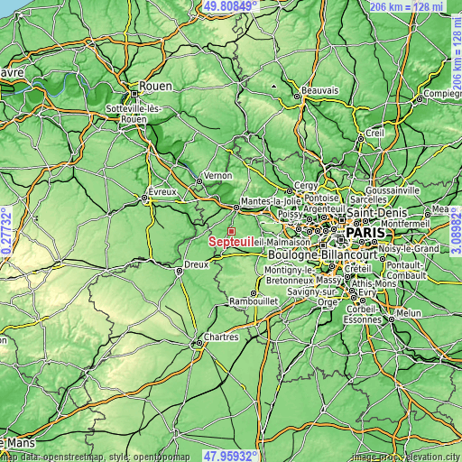 Topographic map of Septeuil