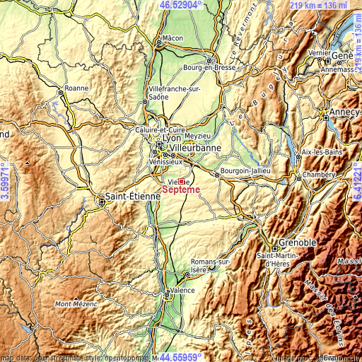 Topographic map of Septème