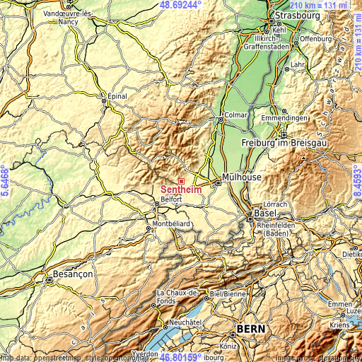 Topographic map of Sentheim