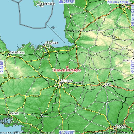 Topographic map of Sens-de-Bretagne