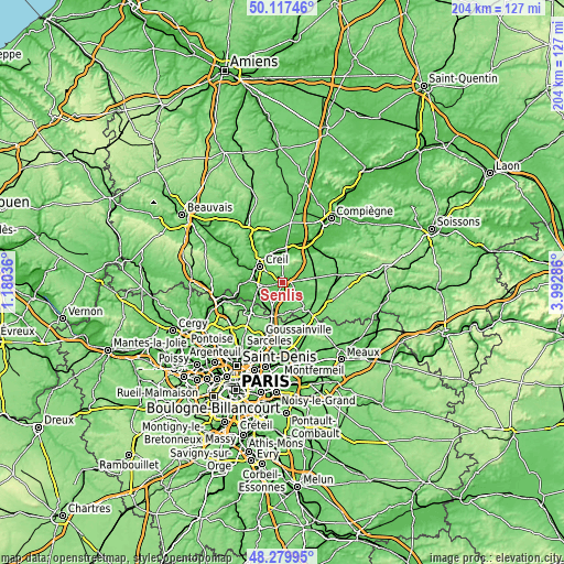 Topographic map of Senlis