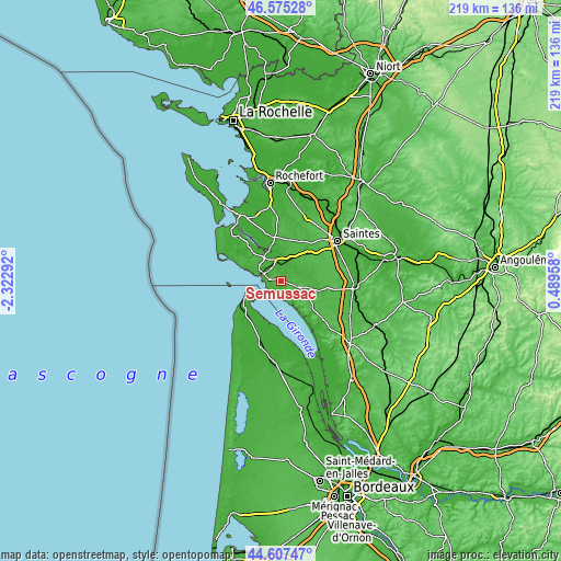 Topographic map of Semussac