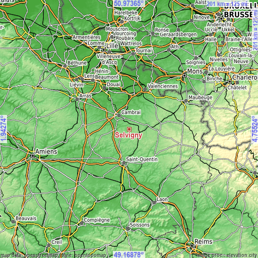 Topographic map of Selvigny