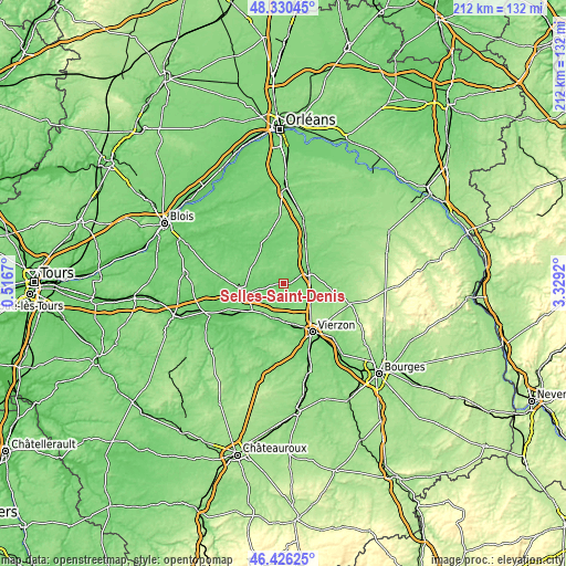 Topographic map of Selles-Saint-Denis