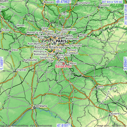 Topographic map of Seine-Port