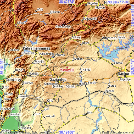Topographic map of Yavuzeli