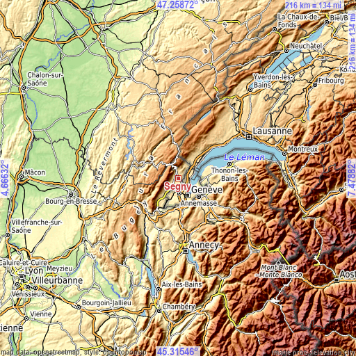 Topographic map of Ségny