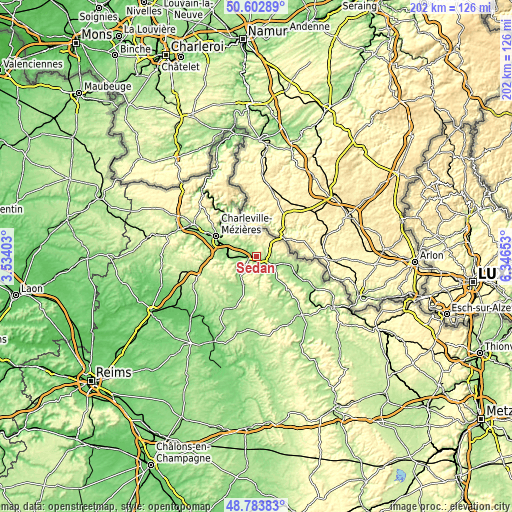 Topographic map of Sedan