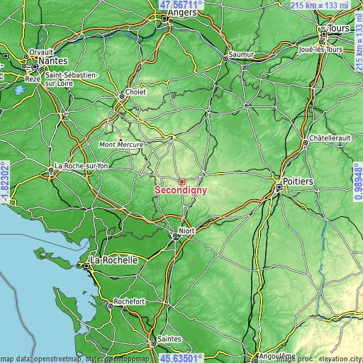 Topographic map of Secondigny