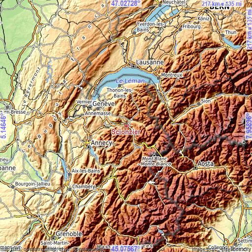 Topographic map of Scionzier