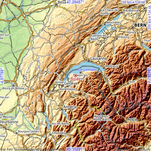 Topographic map of Sciez