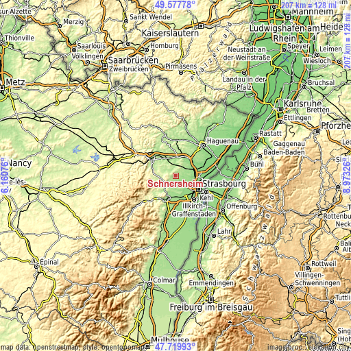 Topographic map of Schnersheim