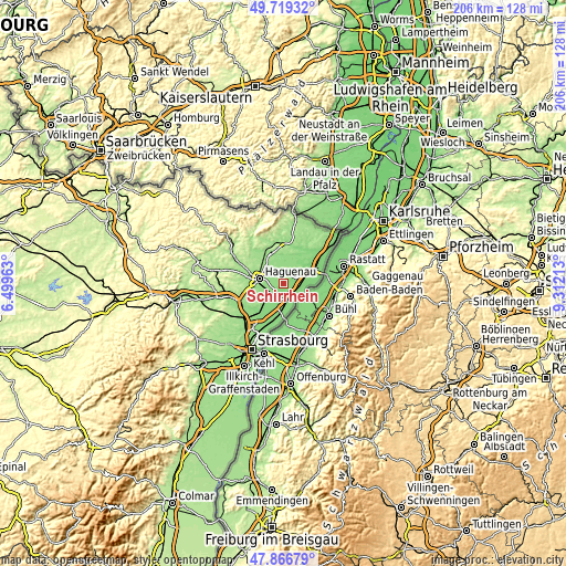 Topographic map of Schirrhein