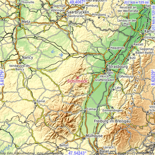 Topographic map of Schirmeck