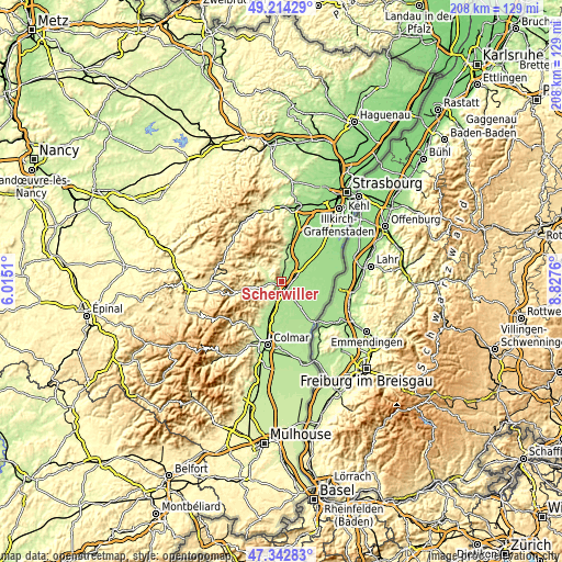 Topographic map of Scherwiller