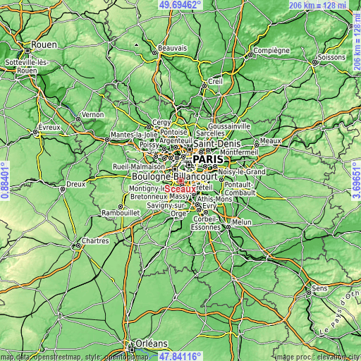 Topographic map of Sceaux