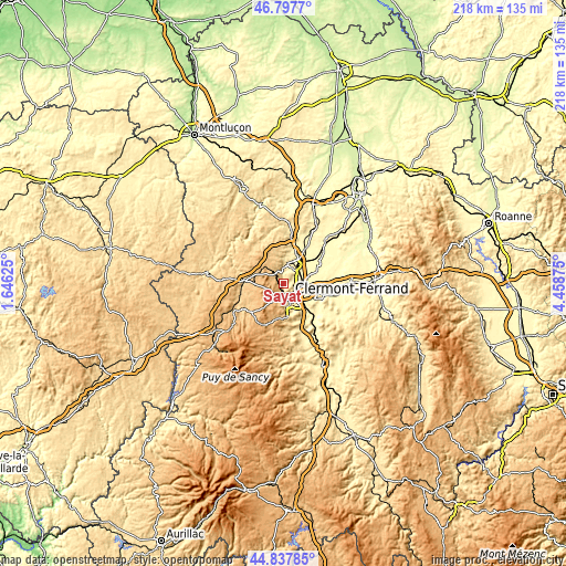 Topographic map of Sayat