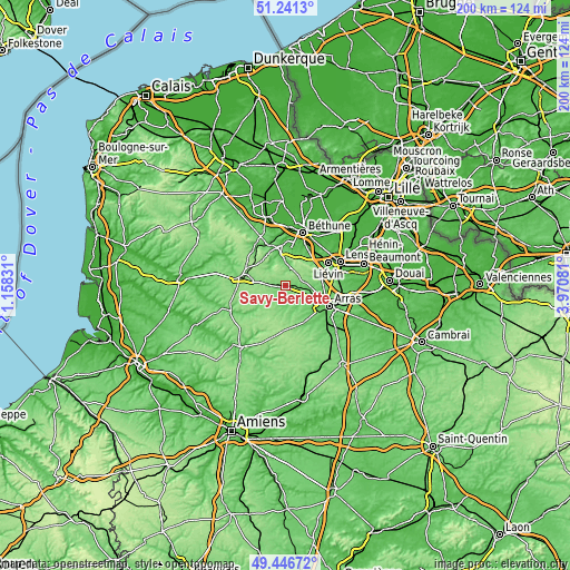 Topographic map of Savy-Berlette