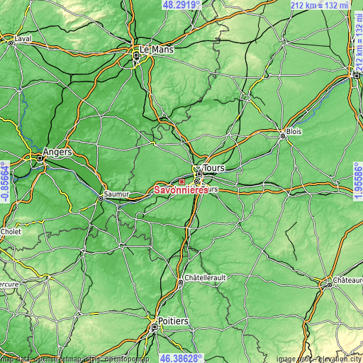 Topographic map of Savonnières