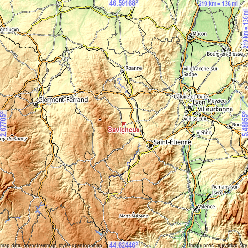 Topographic map of Savigneux