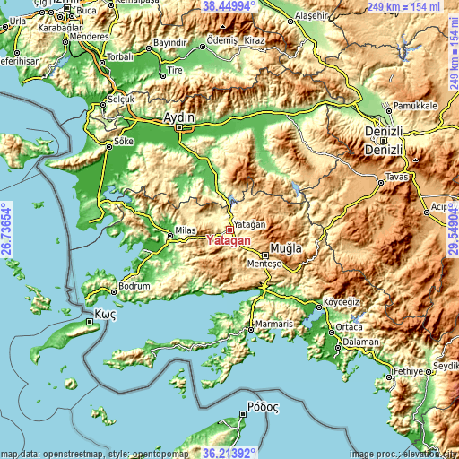 Topographic map of Yatağan