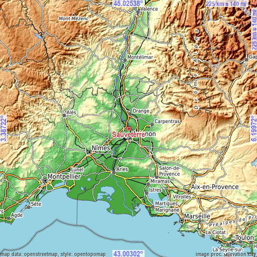 Topographic map of Sauveterre