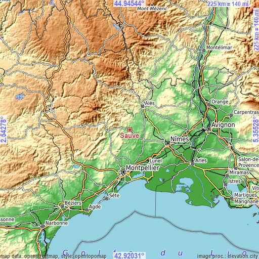 Topographic map of Sauve