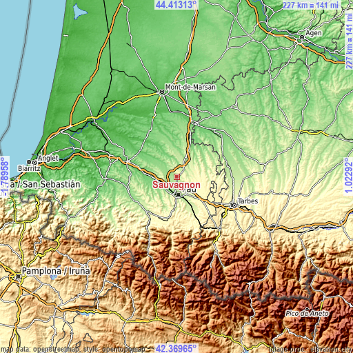 Topographic map of Sauvagnon
