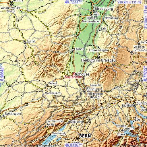 Topographic map of Sausheim
