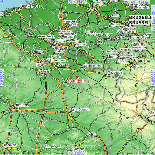 Topographic map of Saulzoir