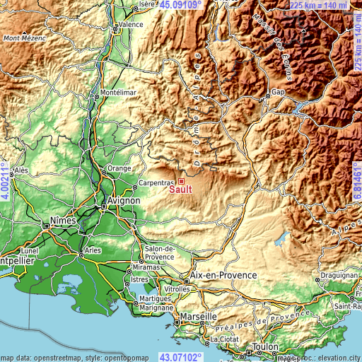 Topographic map of Sault