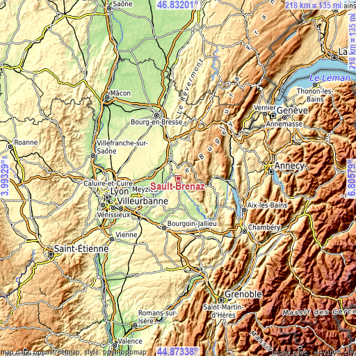 Topographic map of Sault-Brénaz