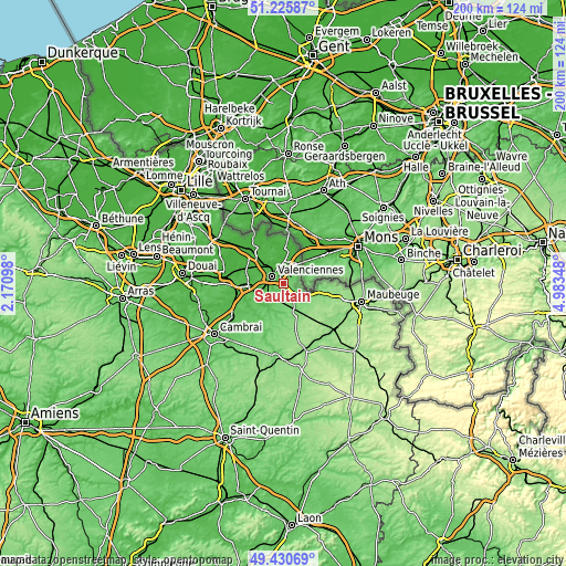 Topographic map of Saultain