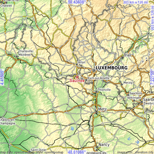 Topographic map of Saulnes